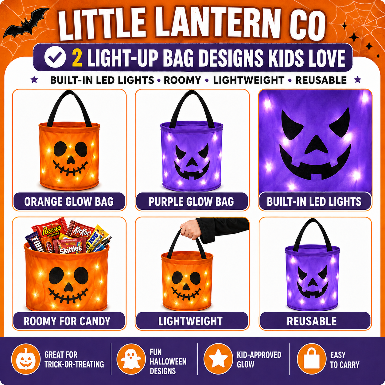 Light-Up Trick-or-Treat Bags